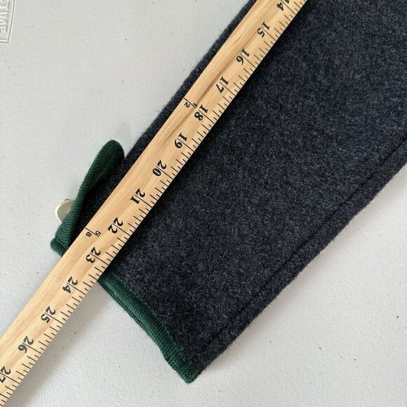 Elegance Seiler Cardigan Boiled Wool Button Front Sz 38 Gray Green trim Pockets - Picture 2 of 13